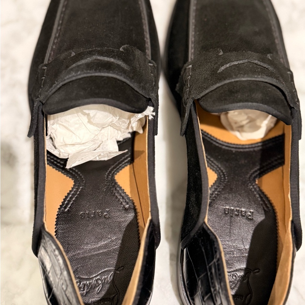 Christian Louboutin Black Suede Loafers
